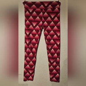 LuLaRoe Pink and Red Geometric Leggings